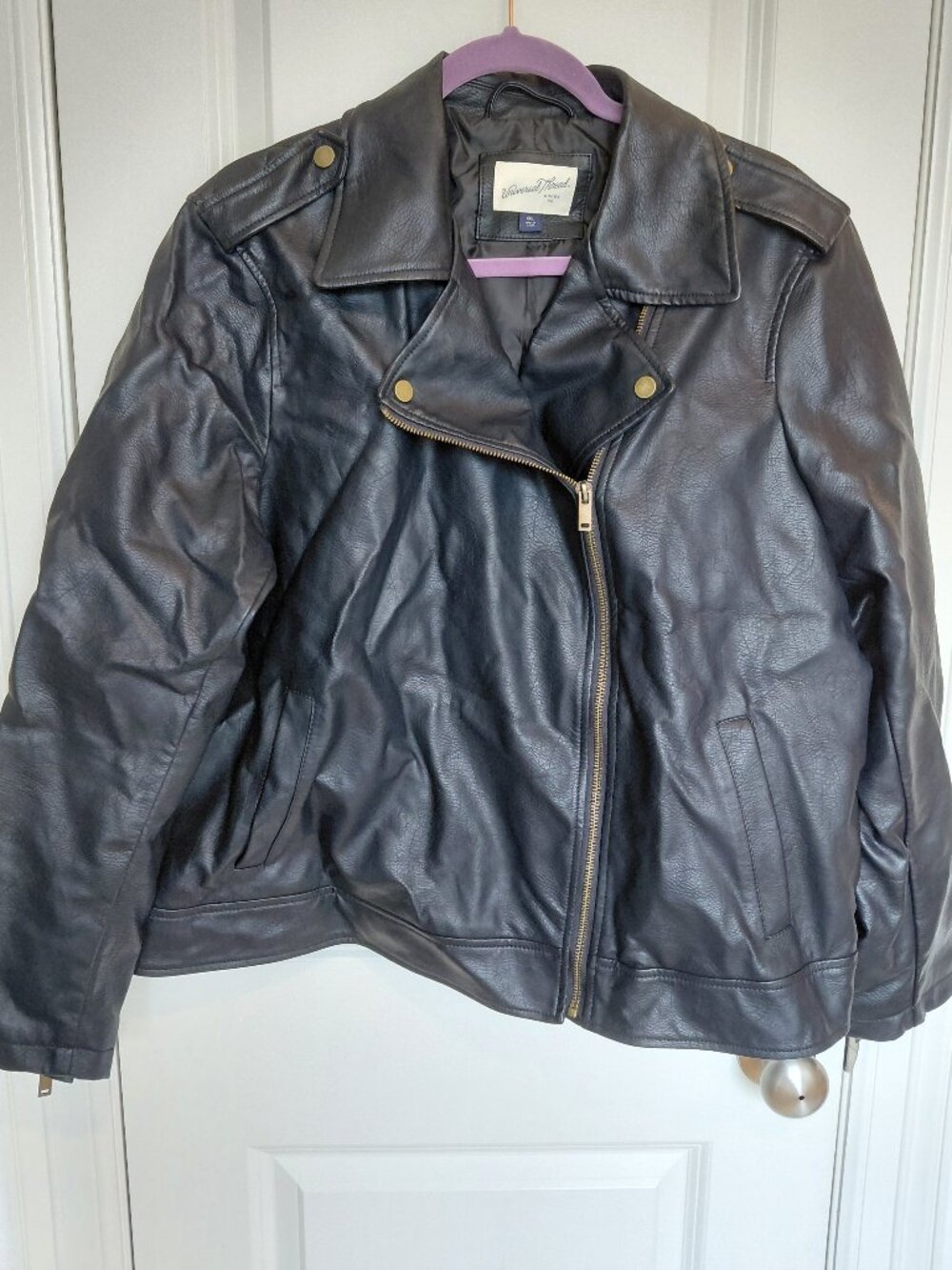 Black Faux Leather Biker Jacket